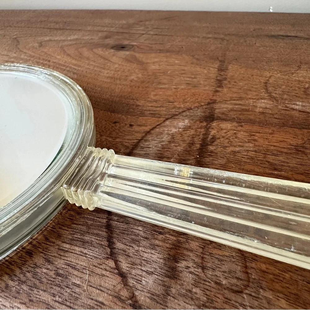 Lucite Vanity Vintage Clear Plastic MCM Handheld Mirror Acrylic Art Deco